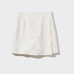 Uniqlo White Linen Cotton Blend Skort